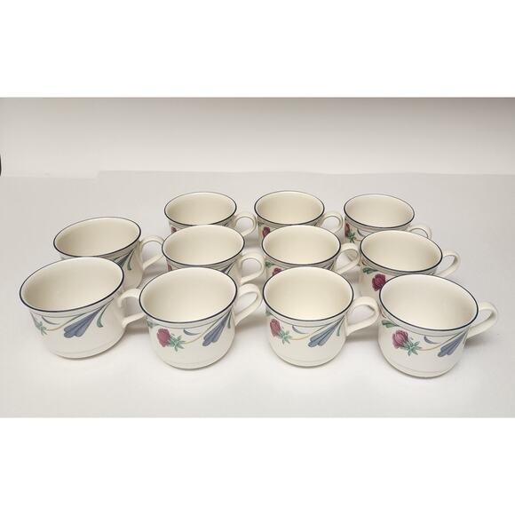 Lenox Chinastone Poppies on Blue Flat Coffee Cups Lot of 11 - Picture 8 of 8